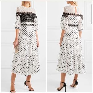 Temperley London Prix White Midi Polka Dot Dress